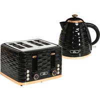 HOMCOM Kettle and Toaster Set 1.7L Rapid Boil Kettle & 4 Slice Toaster Black