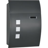 HOMCOM Weatherproof Wall Mounted Letter Box Post Box w/ Key Viewing Windows