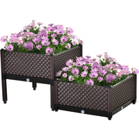 2-Piece Raised Garden Bed Planter Box for Flowers, Vegetables, Herbs