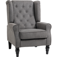 Accent Armchair Home Furniture Retro Tufted Club Wood Fabric Dark Grey