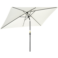 3x2m Patio Parasol Canopy Tilt Crank 6 Ribs Sun Shade Garden White
