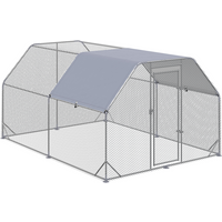 Chicken Run W/ Roof, Walk In Chicken Coop for 10-12 Chickens, Hen House