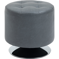 360 Swivel Foot Stool PU Ottoman w/ Thick Padding & Steel Base, Grey