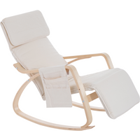 Rocking Chair Recliner Armchair with Adjustable Footrest, Cream White