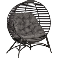 Egg Chair w/ Cushion Steel Frame and Side Pocket for Indoor Outdoor