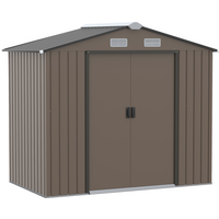 Garden Shed Storage Unit w/Locking Door Floor Foundation Vent Brown