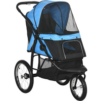 3 Wheel Pet Stroller, for Medium Small Dogs, Foldable Cat Pram - Blue