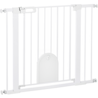 75-103 cm Pet Safety Gate Pressure Fit Stair w/ Small Door Double Locking