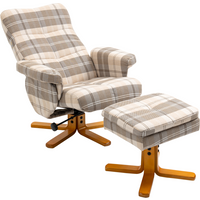 Recliner Chair and Footstool Linen-touch Fabric Wooden Base Multicolour