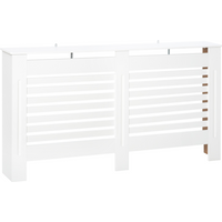 HOMCOM Modern Radiator Cover Cabinet Slatted Design MDF White Medium
