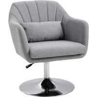 HOMCOM Stylish Retro Linen Swivel Tub Chair Steel Frame Cushion Seat Light Grey