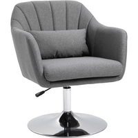HOMCOM Stylish Retro Linen Swivel Tub Chair Steel Frame Cushion Seat Dark Grey