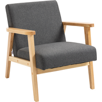 Upholstered Armchair Accent Chair w/ Rubber Wood Legs for Living Room Dark Grey