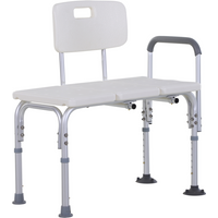 HOMCOM Height Adjustable Shower Chair with Suction Cup Feet Armrest Backrest