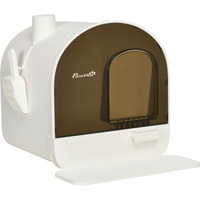 Hooded Cat Litter Tray Kitten Toilet w/ Scoop, Filter, Flap Door 43 x 44 x 47cm