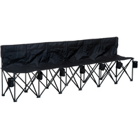 Outsunny 6 Seat Folding Bench Multi Deck Chair Cup Holder Camping Steel Black