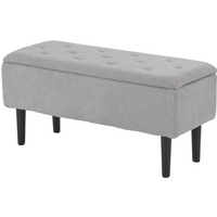 HOMCOM 15" Ottoman Storage Box with Wooden Legs and 47L Storage Capacity, Grey