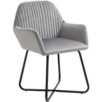 Modern Accent Chair Velvet-Feel Upholstered Lounge Armchair Metal Base Grey