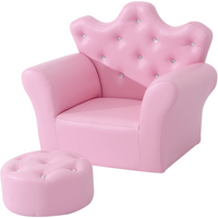 Children Kids Sofa Set Armchair Chair Seat With Free Footstool PU Leather Pink
