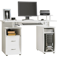 HOMCOM Computer Office Desk Table Workstation w/ Keyboard Tray, Drawer, White