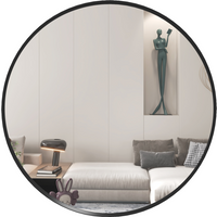 HOMCOM Wall Mirror for Living Room Bedroom, 61 cm Circle Bathroom Mirror, Black
