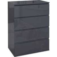 HOMCOM Bedroom Chest of Drawers, High Gloss 4 Drawers Dresser, Drawer Unit