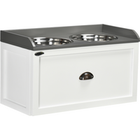 Elevated Dog Bowls w/ 21L Storage Drawer for Large Dogs and Cats - White
