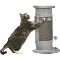 58cm Corner Cat Scratching Post for Wall w/ Covered Plush, Sisal Rope, Toy Balls
