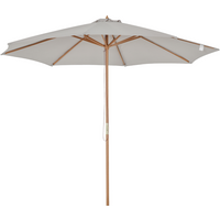 10'x8.2'H Bamboo Wooden Round Market Patio Sun Umbrella Parasol Sunshade Canopy