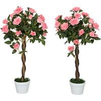 Artificial Camellia Tree Fake 21 Flowers & Nursery Pot Decor, 90cm