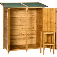 Garden Wood Storage Shed Storage Table, Asphalt Roof Storage Tool Organizer