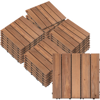 27 Pcs Floor Tiles Interlocking Solid Wood DIY Deck Tiles Flooring