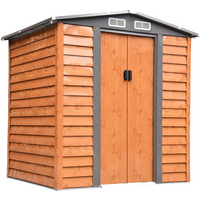 6x5ft Metal Garden Shed House Gardening Tool Storage Brown 193Lx152Wx203Hcm