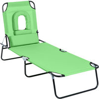 Folding Sun Lounger Reclining Chair w/ Pillow Reading Hole