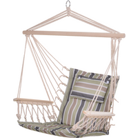 100x106cm Hanging Hammock Chair Thick Rope Frame Pillow Wooden Arms