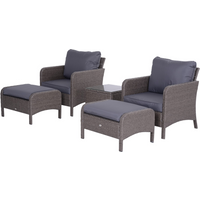 5 Pcs Rattan Furniture Set, Steel Frame-Grey