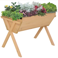 Large Fir Wood Raised Plant Stand Oak Tone