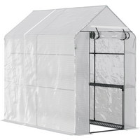 Walk in Garden Greenhouse with Shelves Steeple 186Lx120Wx190Hcm White