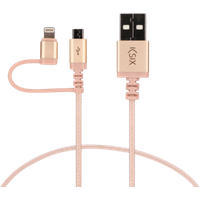 KSIX USB-A to Lightning + Micro-USB - 1m