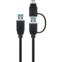 Goobay USB 3.0 cable w. USB-A to USB-C Adapter Black - 0 5 metres