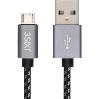 3sixT USB-A 2.0 naar Micro USB Nylon Oplaadkabel - 0 30 m