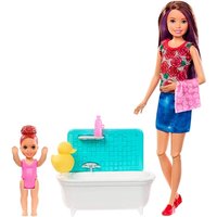 Barbie Skipper Babysitter Play Set Child & Bathtub