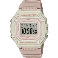 Casio W-218HC-4A2VDF Illuminator Digital Watch - Beige & Pink Strap