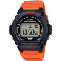 Casio W-219H-4AVCF Illuminator Digitaal Sporthorloge - Zwart met Oranje Band