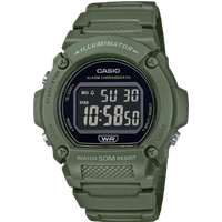 Casio W-219HC-3BVDF Illuminator Digitaal Sporthorloge - Legergroen