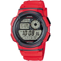 Casio Youth AE-1000W-4AVDF World Time Digitaal Sporthorloge - Rode Resin Band