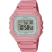 Casio Youth W-218HC-4AVDF Women's Square Digital Watch with Pastel Pink Resin Strap