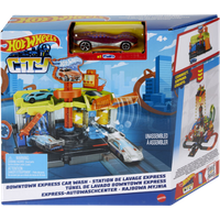 Hot Wheels City Downtown Parkeringshus Med Bilbane Legesæt - Assorterede Varianter