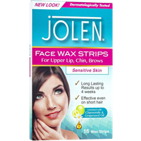 Jolen Facial Wax Strips For Sensitive Skin Quick & Gentle Hair Removal - 16 stuks