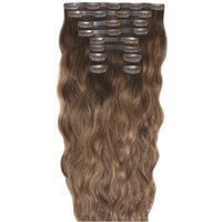 22 Beach Wave Double Hair Set Clip Extensions Mocha Melt"